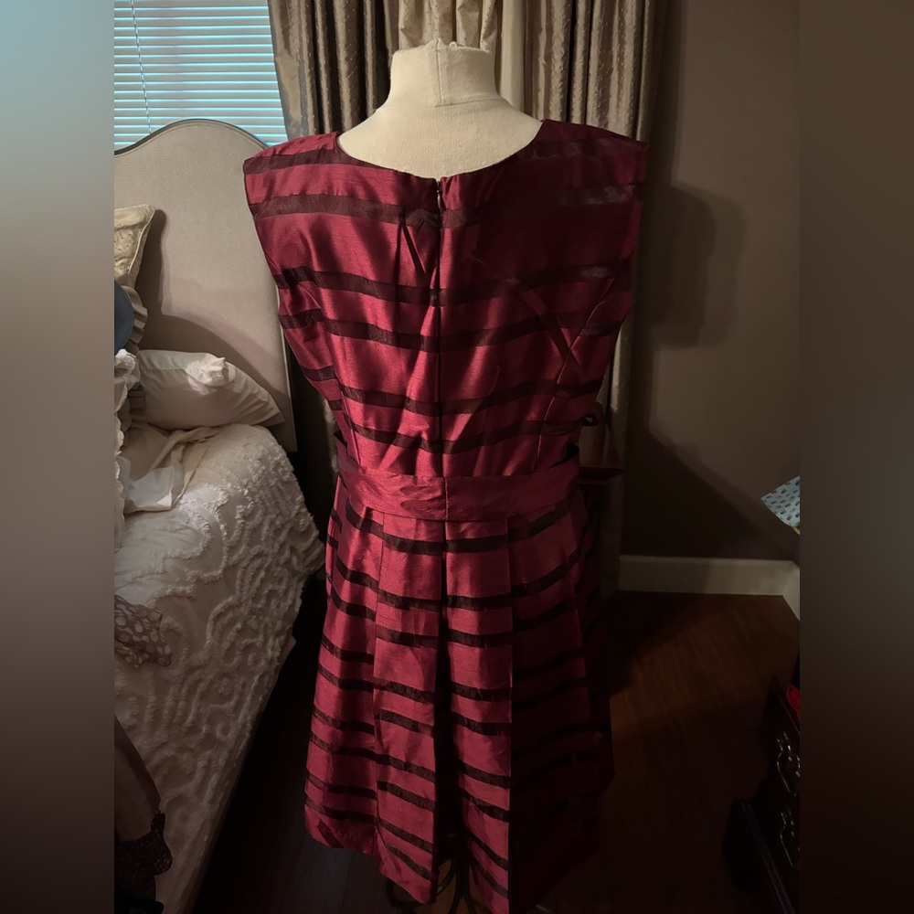 Leslie Fay Burgundy Striped Dress